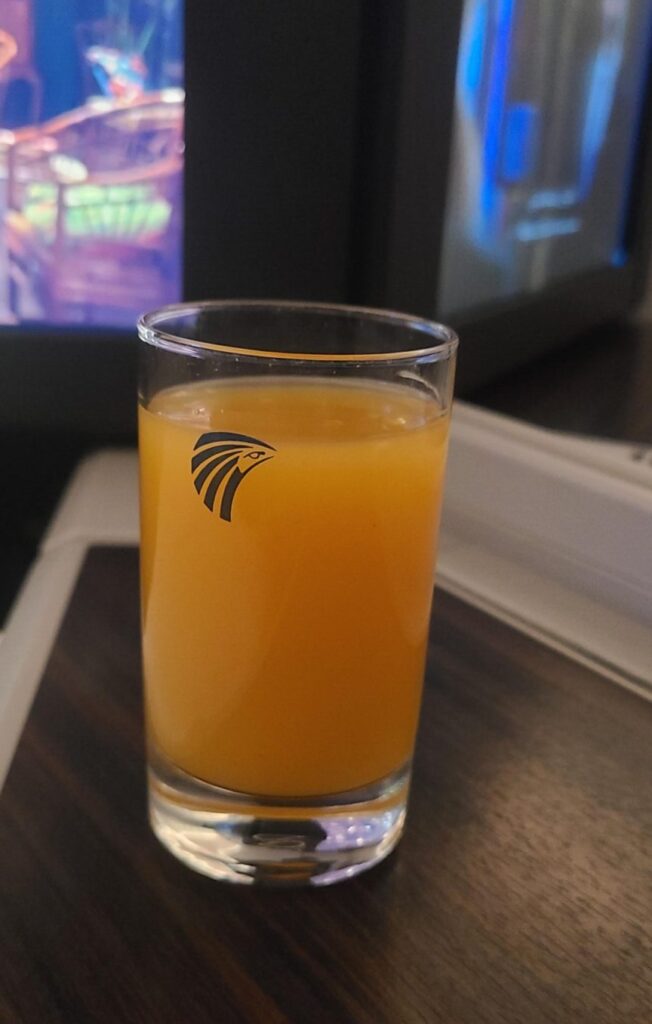 Egyptair 787 business class welcome drink